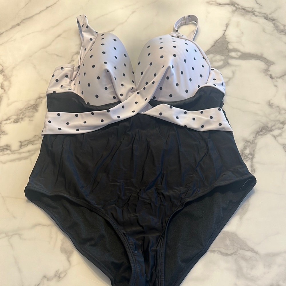 Polka Dot Black and White One Piece Swimsuit